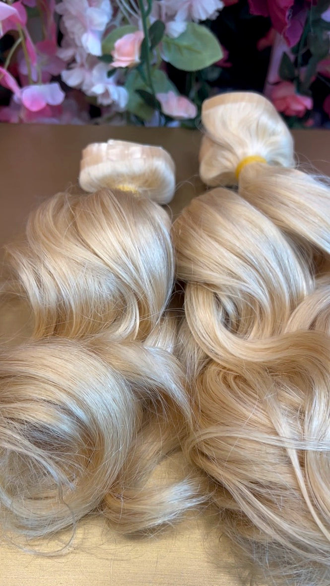Natural Blonde Clip Ins 100g set Natural Wavy 18"