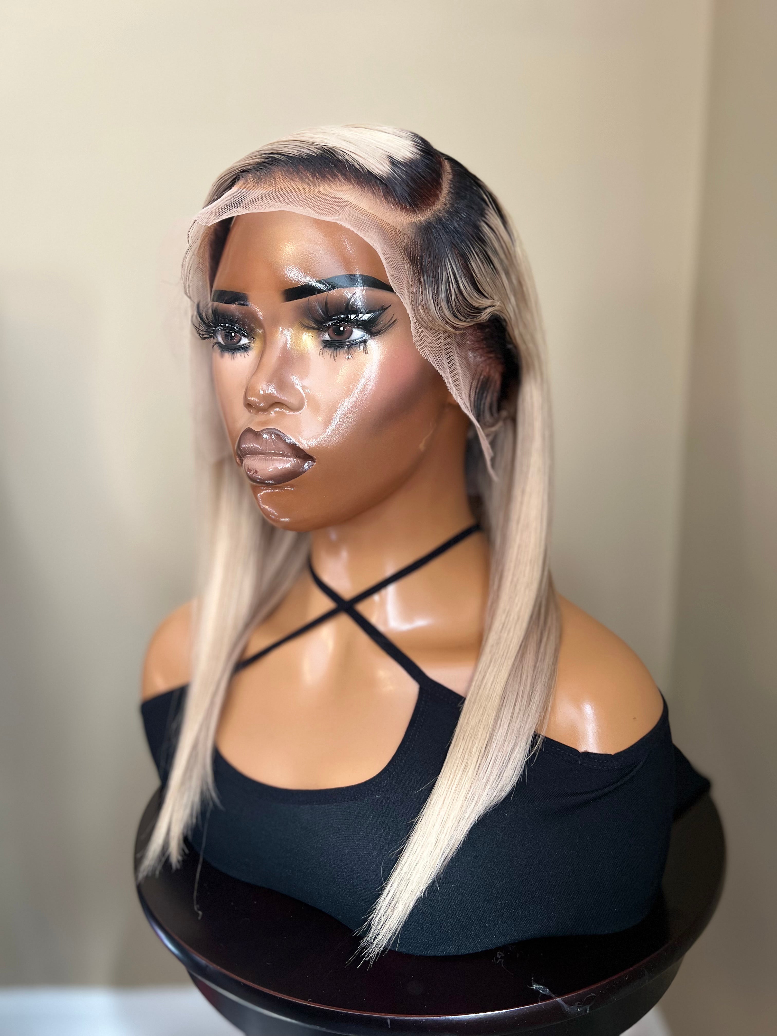 1B/613 Frontal Transparent Lace Wigs 14"