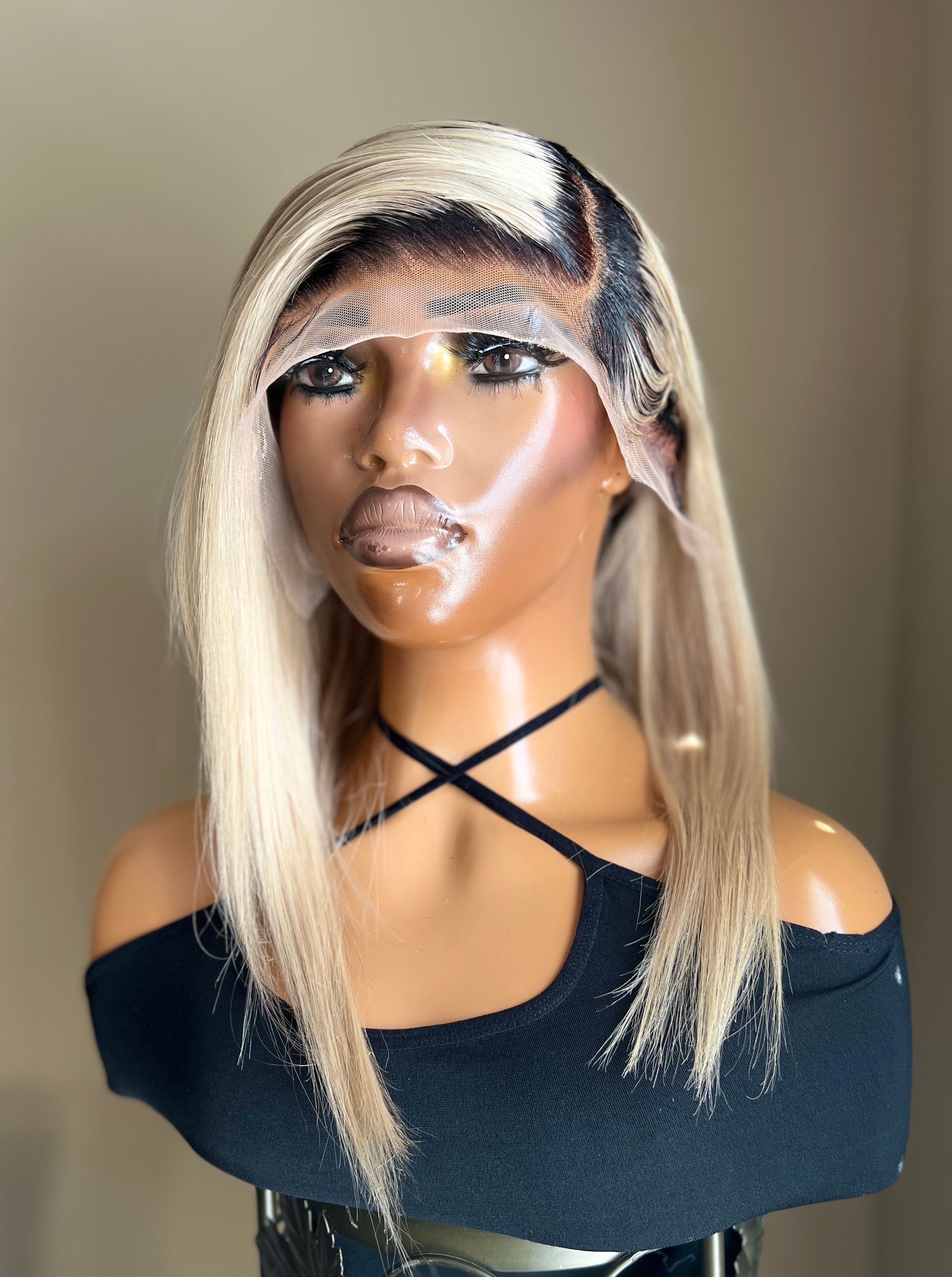 1B/613 Frontal Transparent Lace Wigs 14"