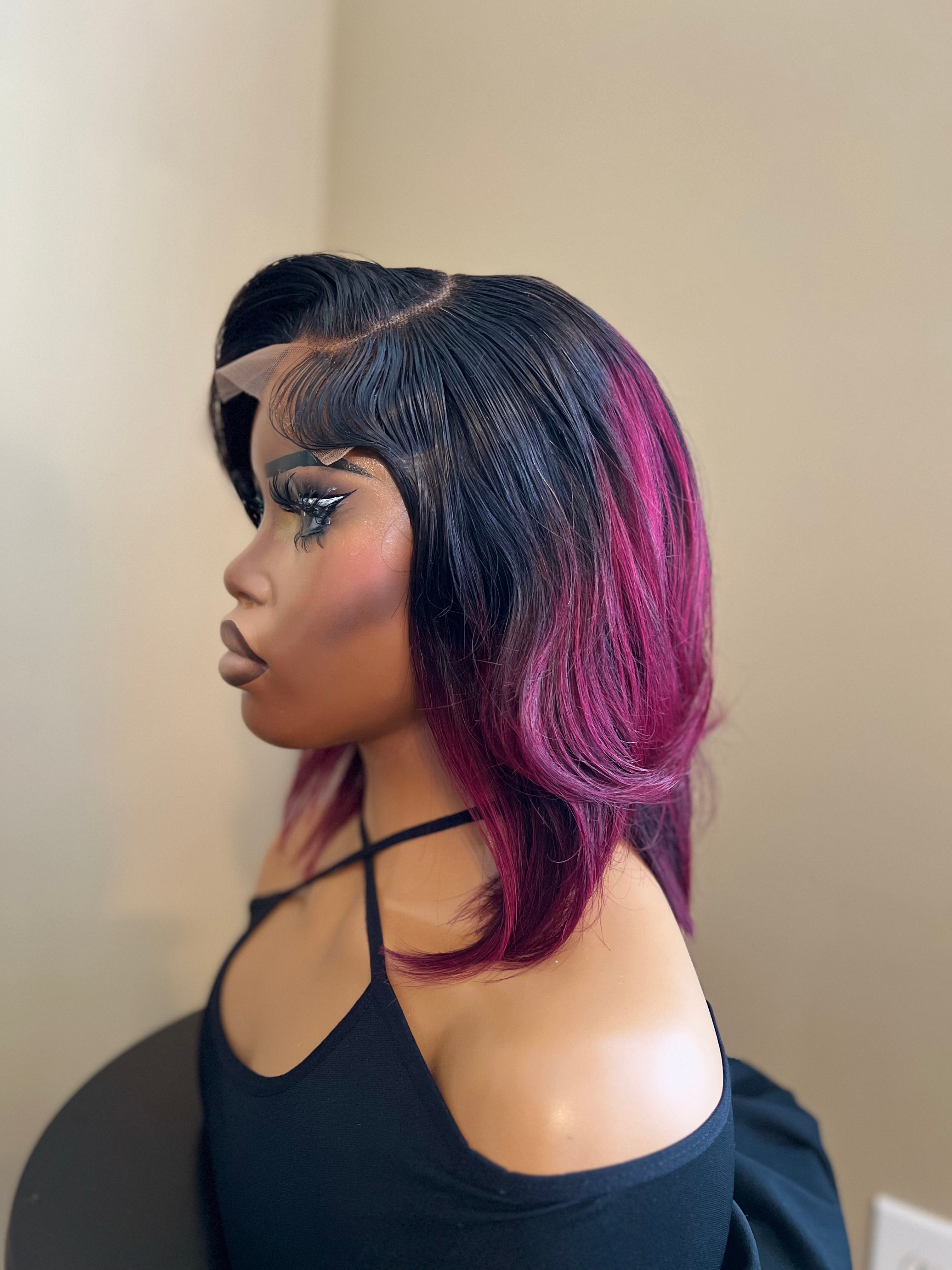 Burgundy/1B (99J) Bob Wig 10" 4x4 Transparent Lace