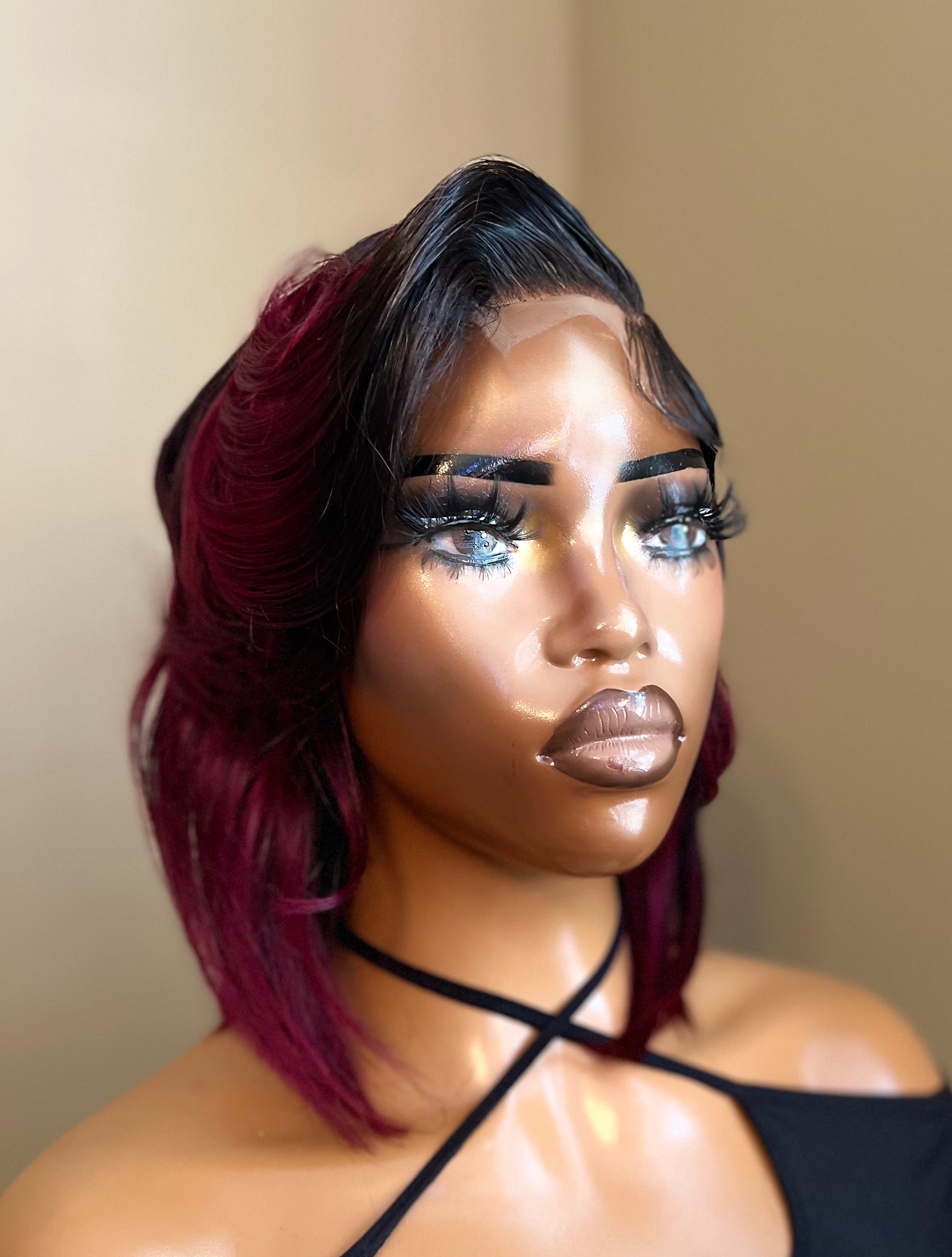 Burgundy/1B (99J) Bob Wig 10" 4x4 Transparent Lace