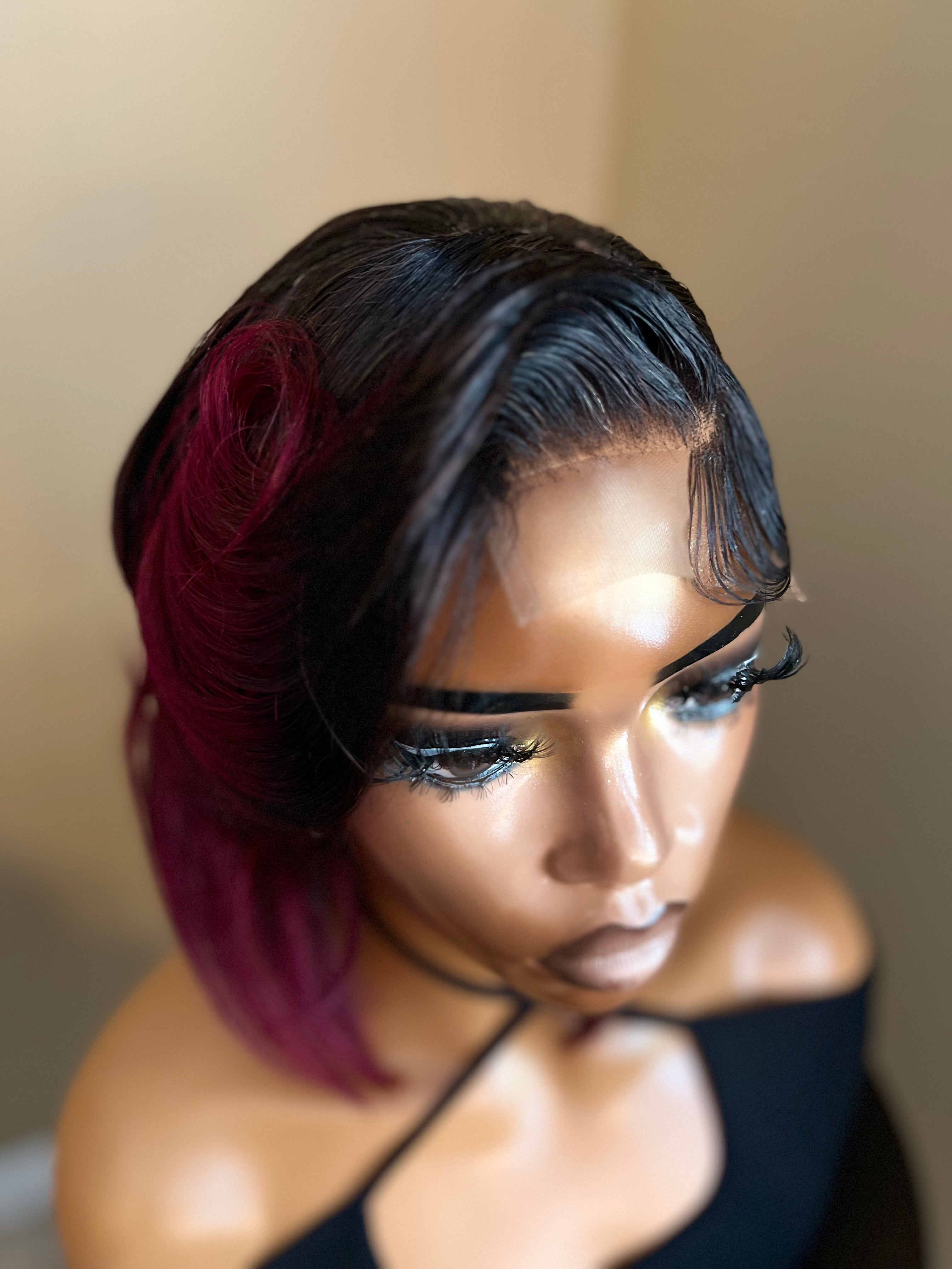 Burgundy/1B (99J) Bob Wig 10" 4x4 Transparent Lace
