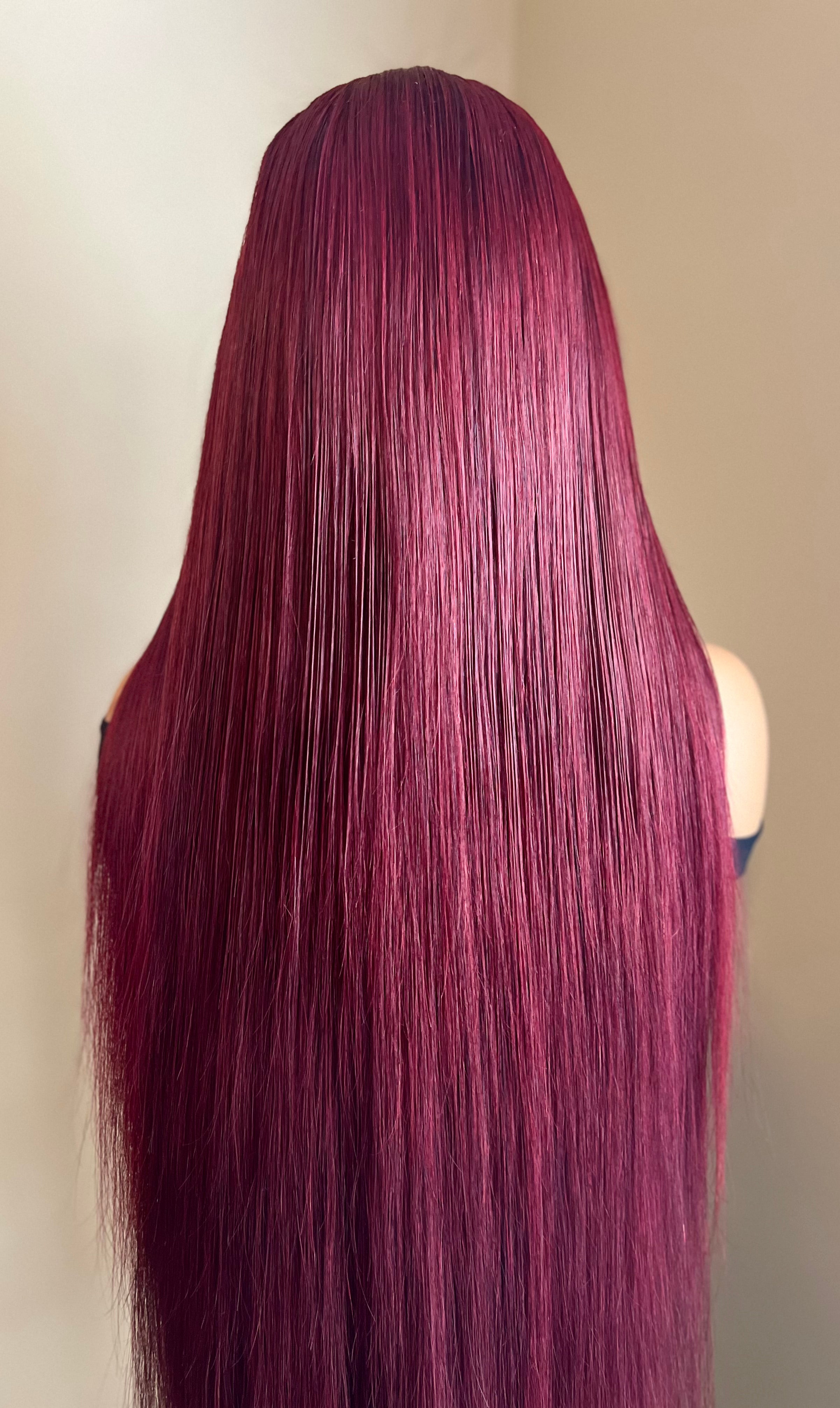 Burgundy/1B (99J) Frontal TL Straight Wig 28"