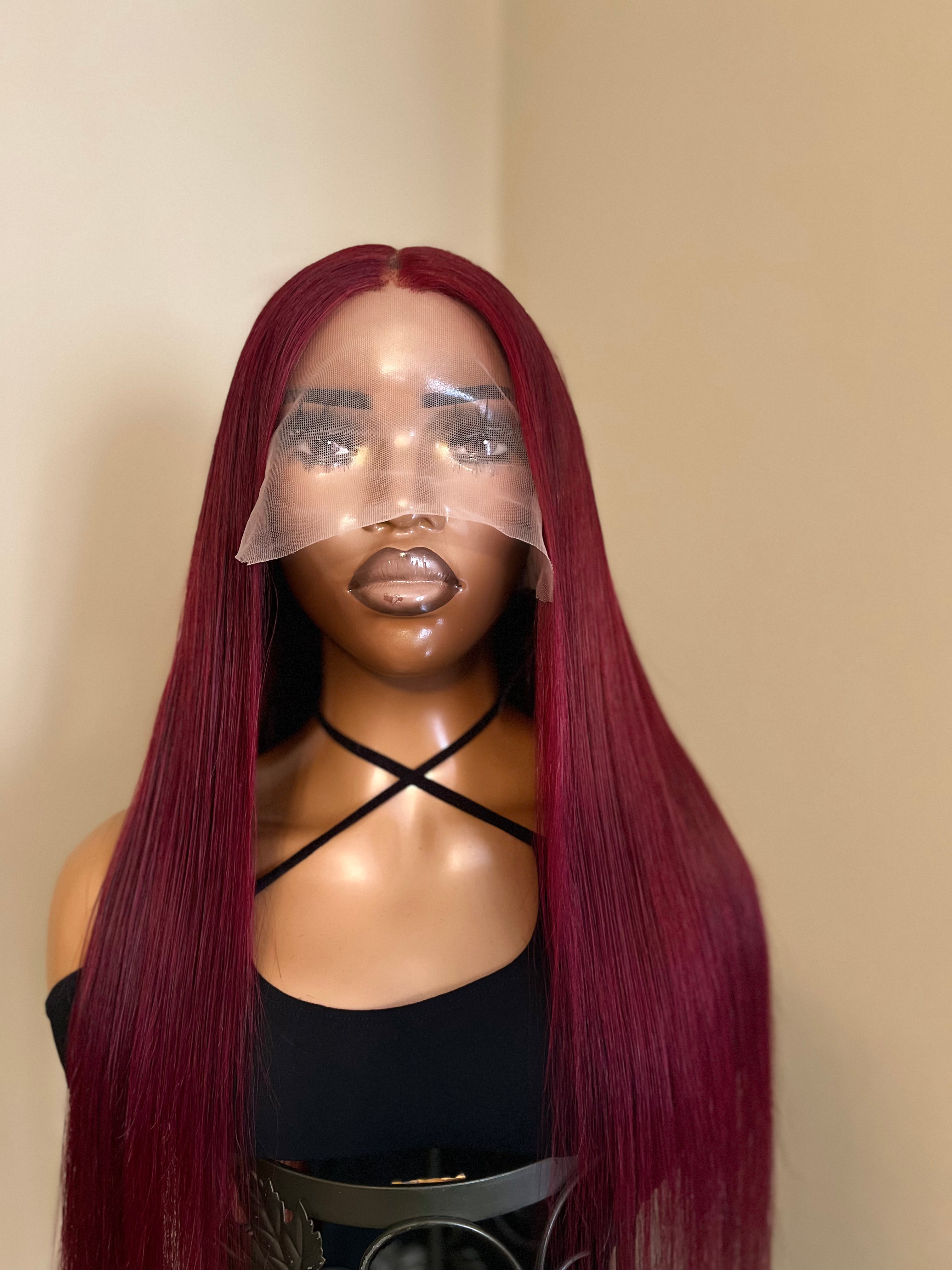 Burgundy/1B (99J) Frontal TL Straight Wig 28"
