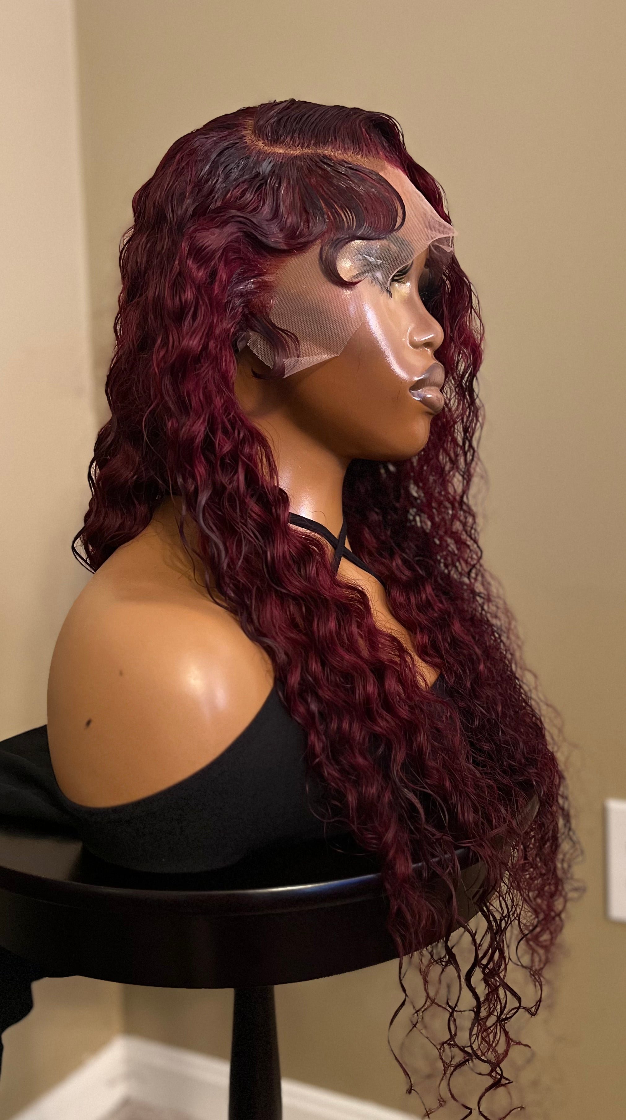 Burgundy/1B (99J) Frontal TL Deep Wave Wig 26"