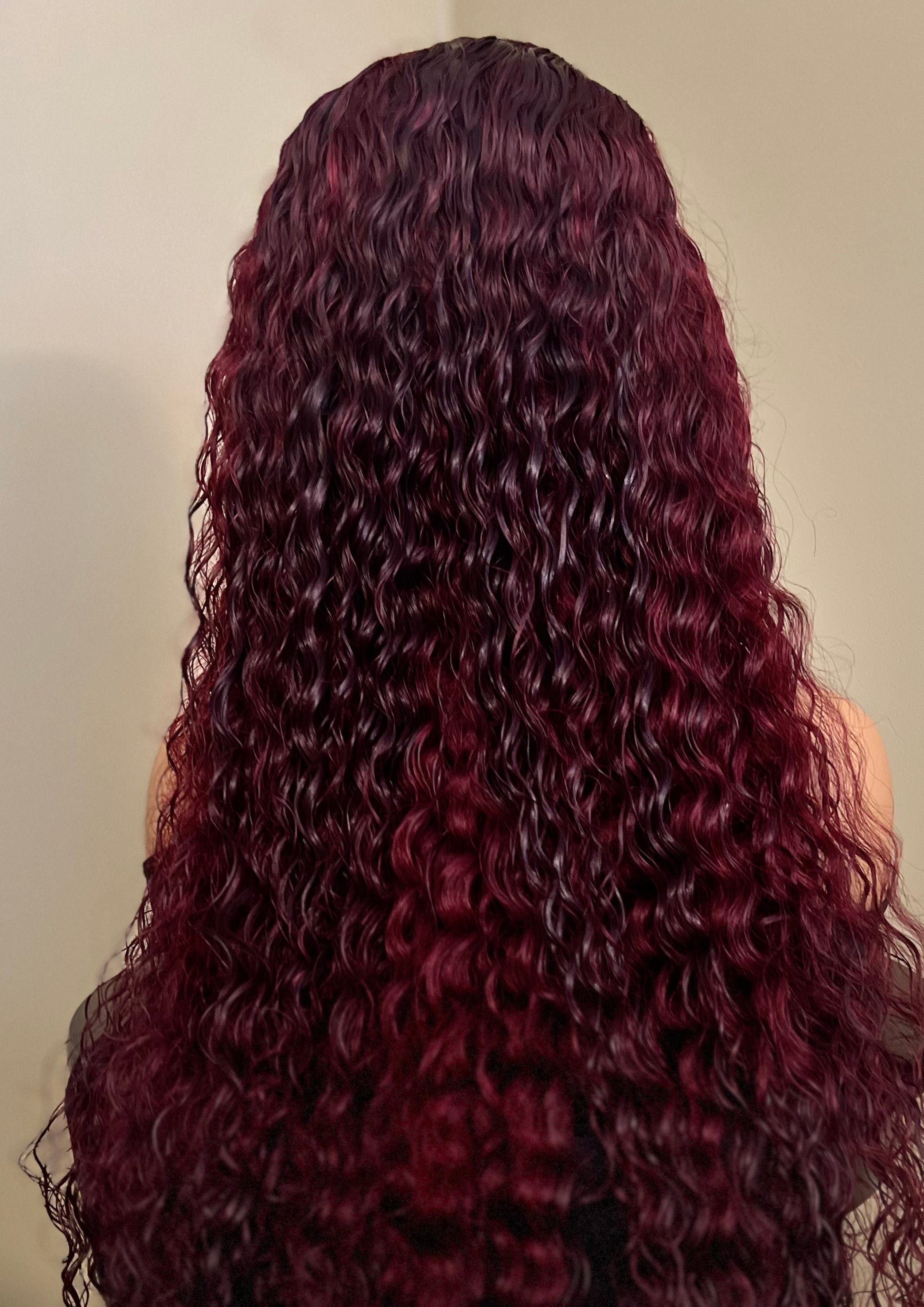 Burgundy/1B (99J) Frontal TL Deep Wave Wig 26"