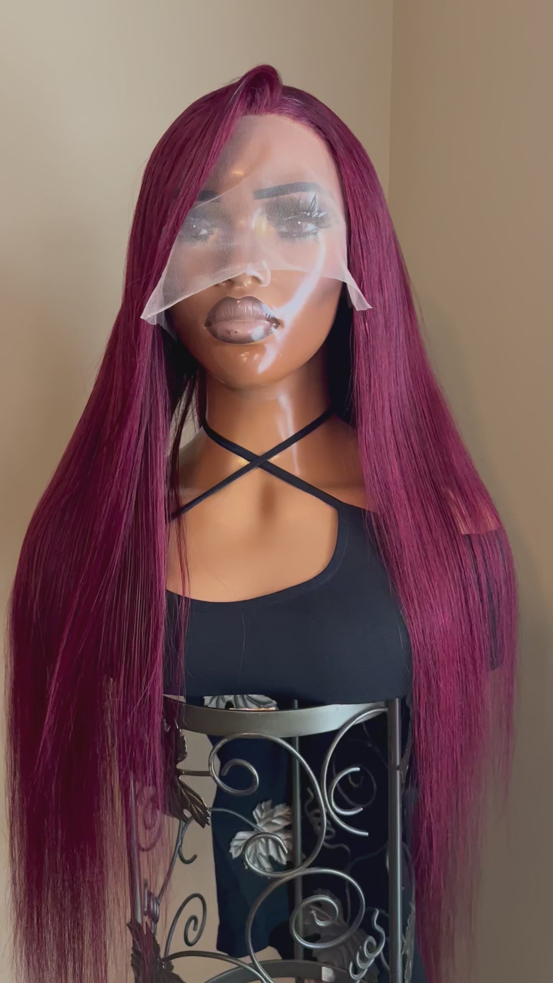 Burgundy/1B (99J) Frontal TL Straight Wig 28"